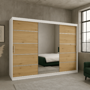 Szafa przesuwna RIO-3 180 DĄB ARTISAN / BIAŁY