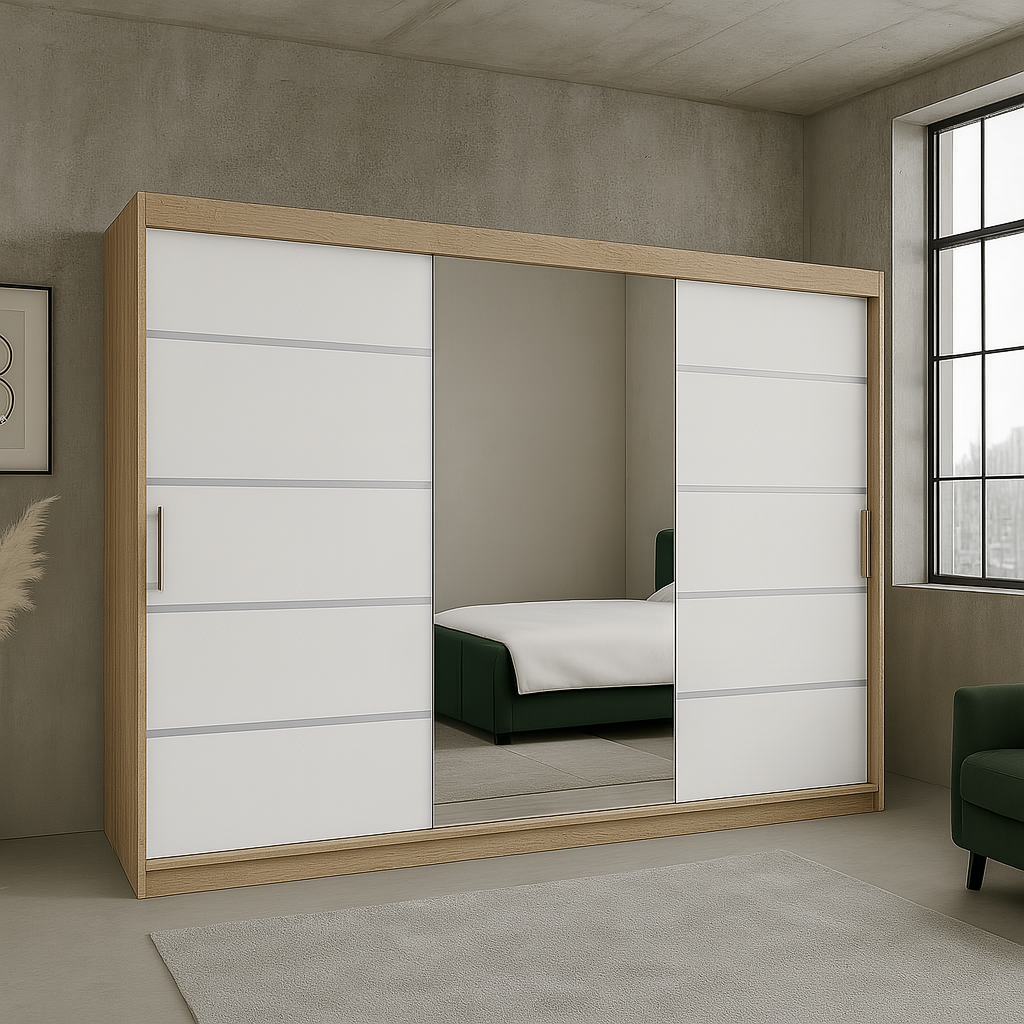 Szafa przesuwna RIO-3 180 BIAŁY/SONOMA - obrazek 5